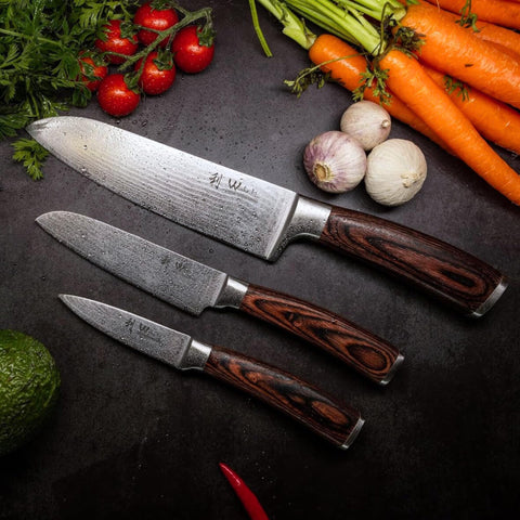 Wakoli knives staged in a kitchen to illustrate everyday cooking performance