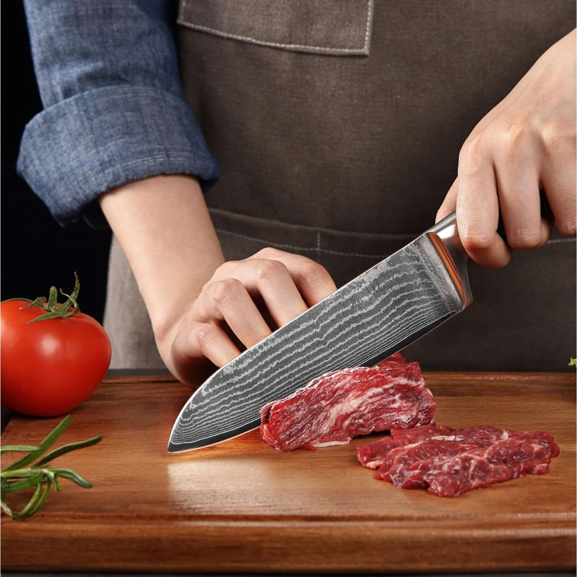 Wakoli large Santoku slicing vegetables smoothly for efficient meal prep