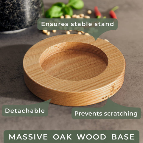 WALDWERK extra-long pestle detail illustrating comfortable grip and improved leverage