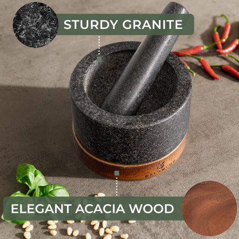 WALDWERK mortar in use making guacamole for family-serving convenience