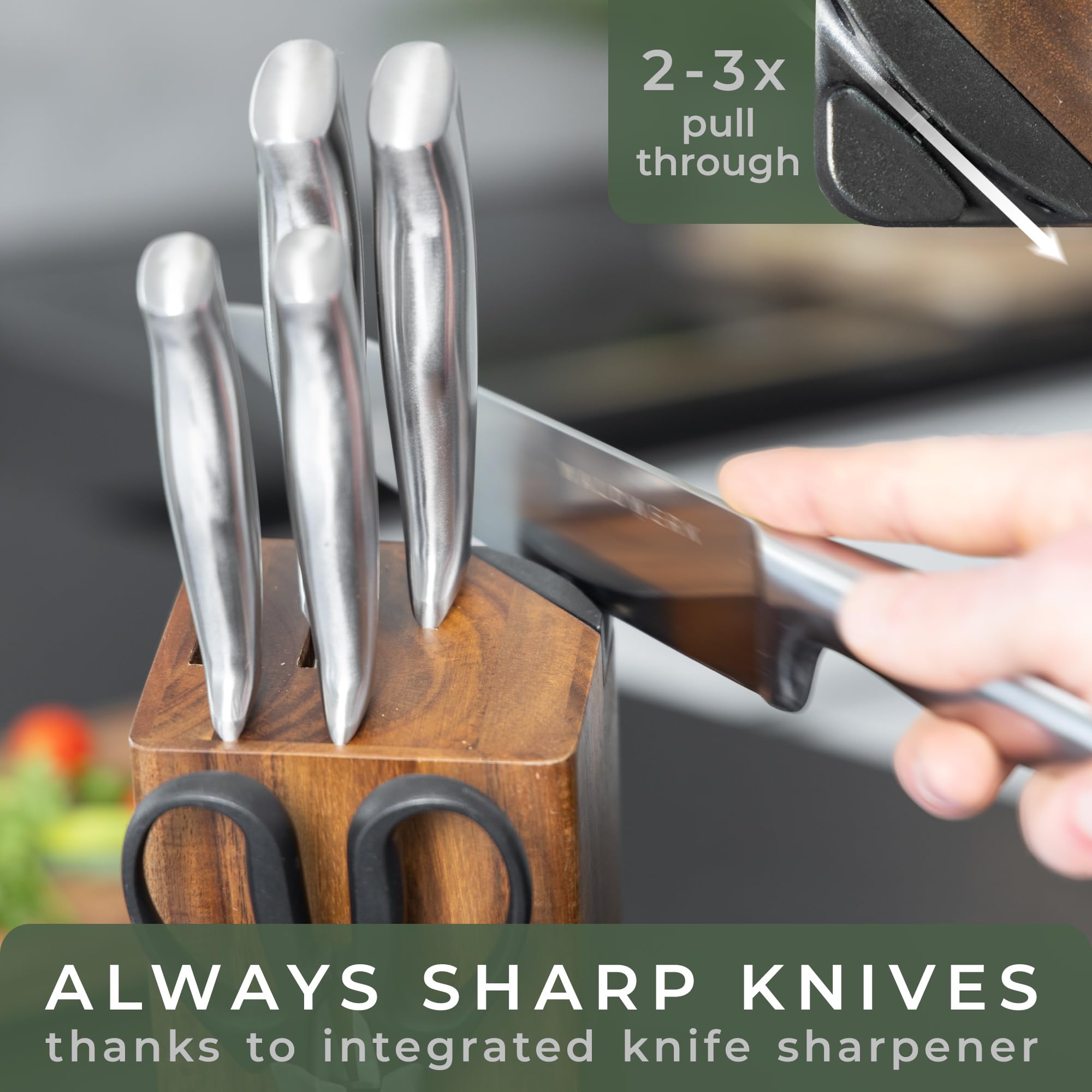 WALDWERK knives cutting vegetables in use illustrating practical kitchen efficiency benefit