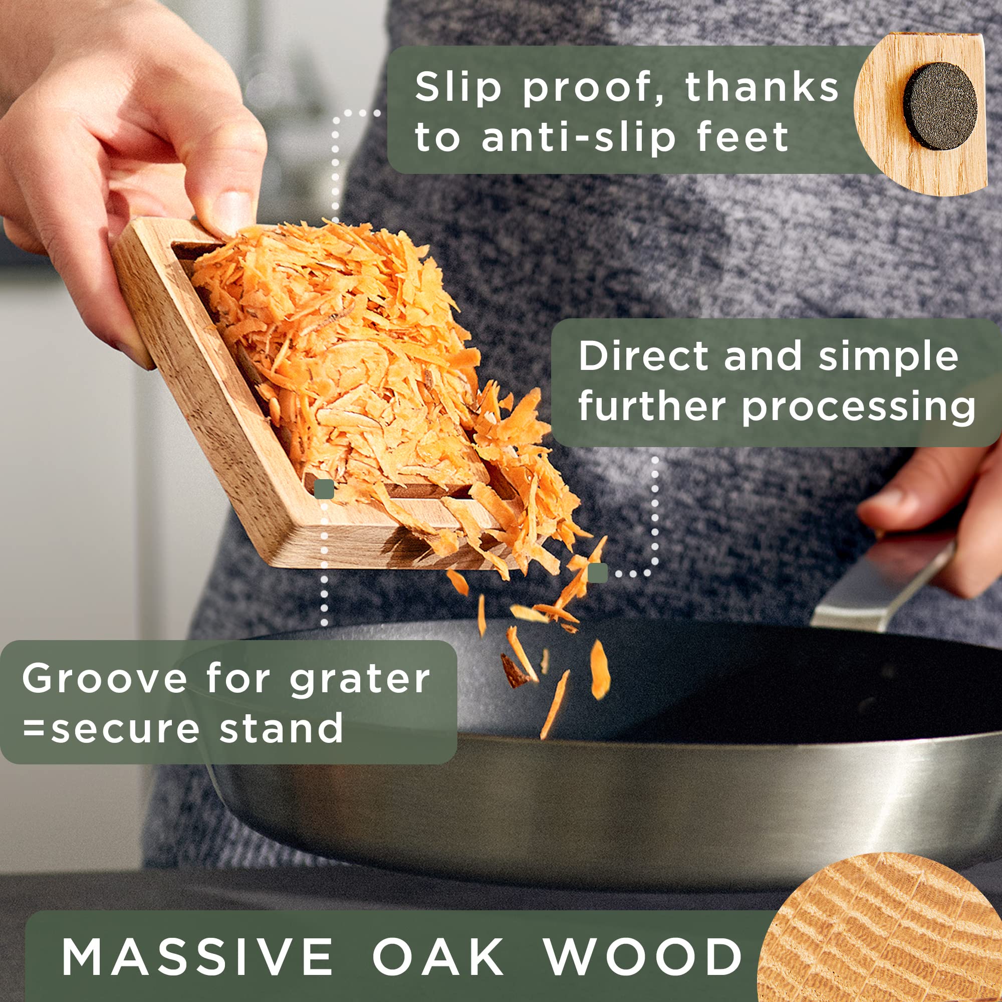 WALDWERK side view showing all four grating surfaces for versatile food prep