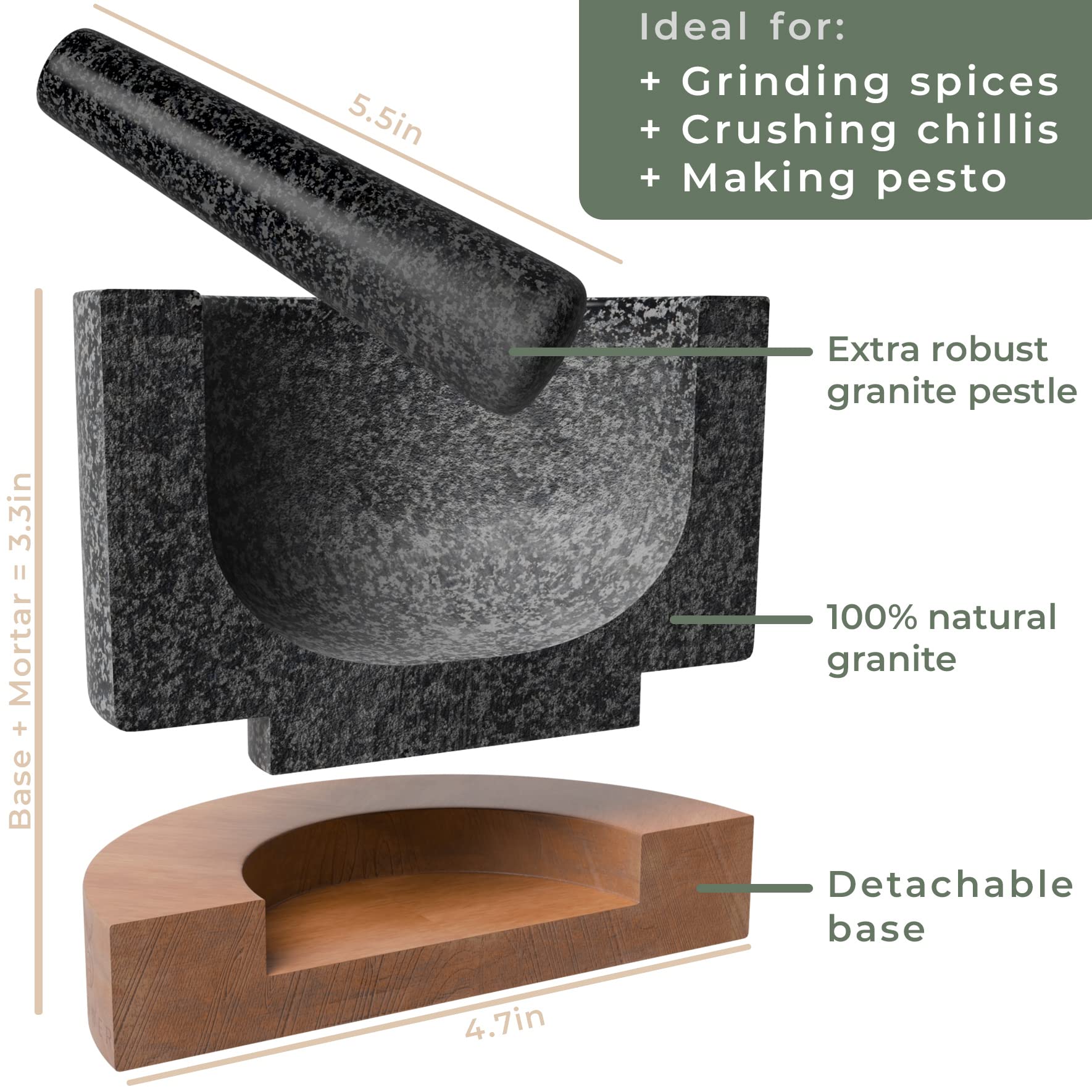 WALDWERK mortar size comparison on counter showing generous capacity