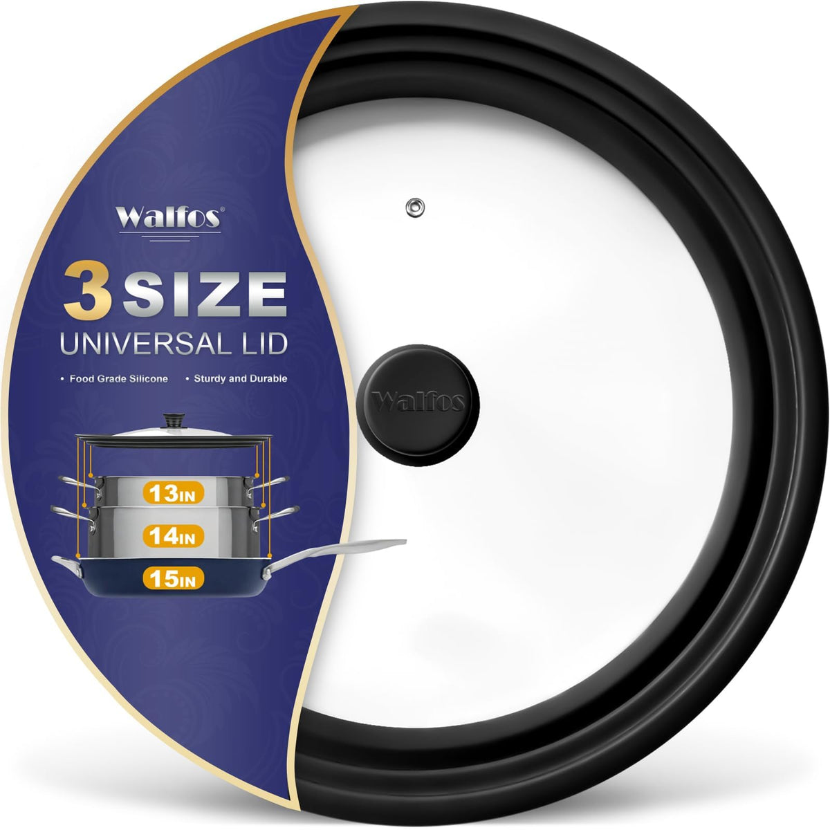 Walfos front view tempered glass lid showing clear visibility and durable build