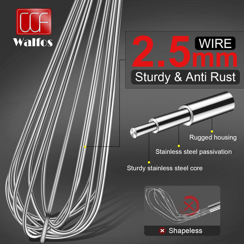 Walfos close-up of stainless steel wires showing polished finish and rust resistance