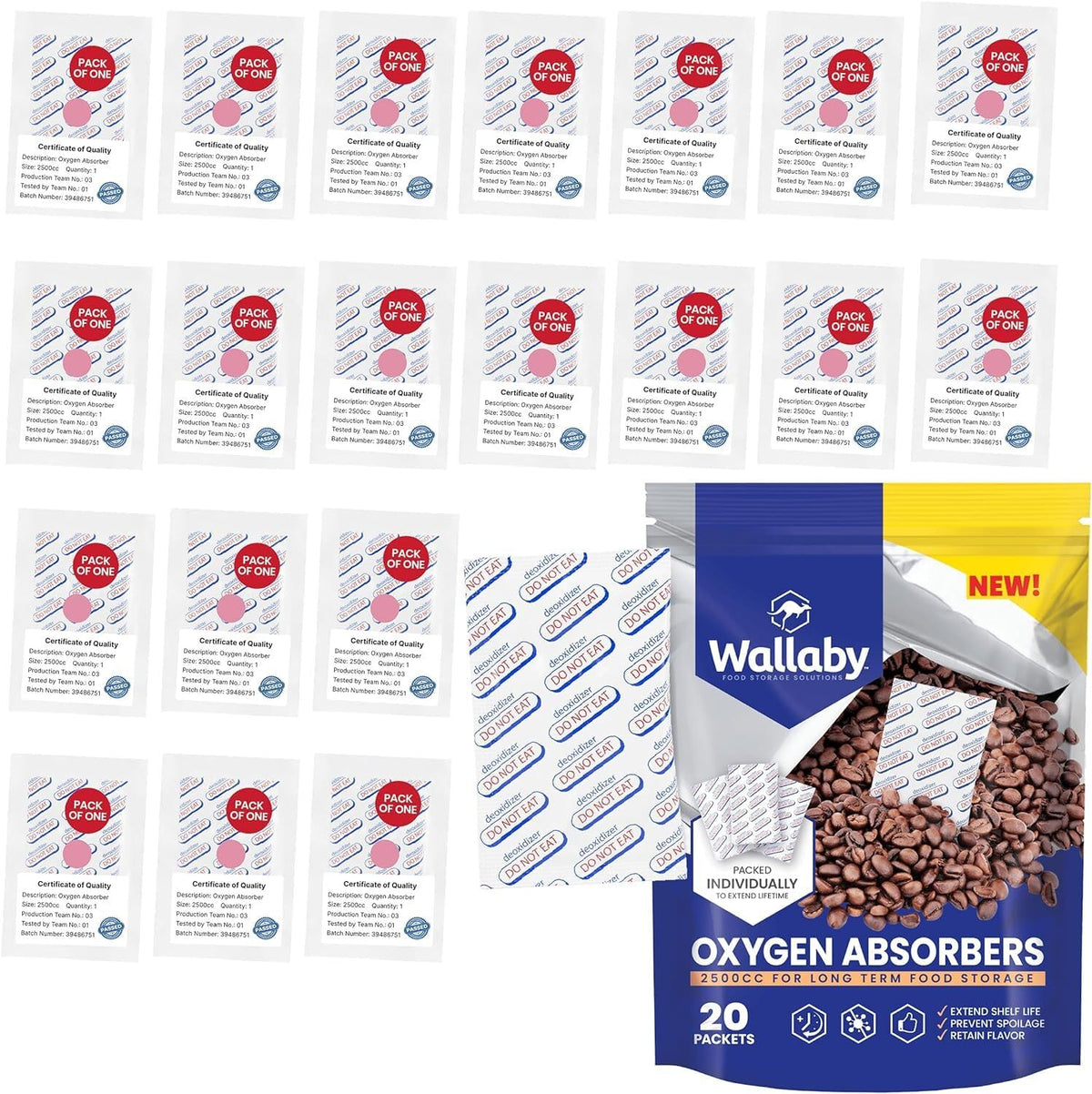 Wallaby front packaging 2500cc showing count and individual seals for convenience