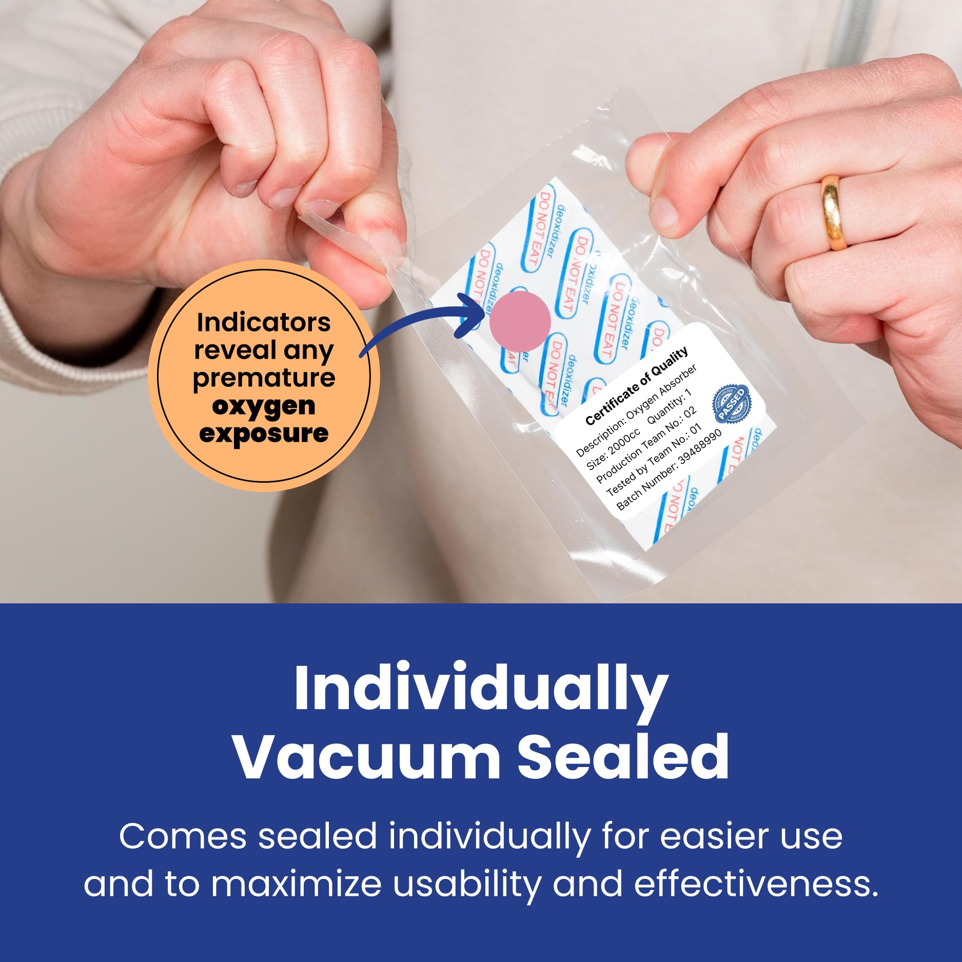 Wallaby absorber in a sealed 5-gallon Mylar bag showing proper fit and preservation benefit