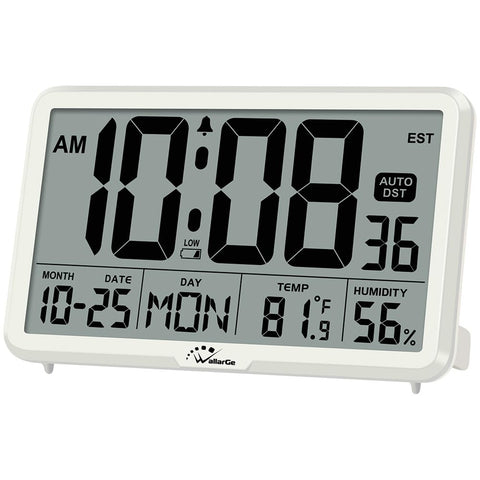 WallarGe front view showing large digits and date for quick room readability