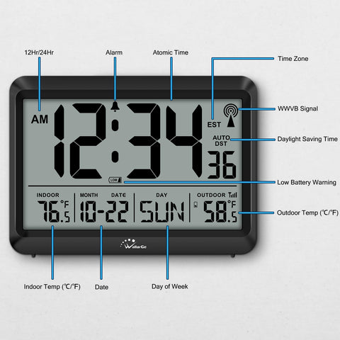 WallarGe clock beside a ruler for scale, clear size and placement benefit