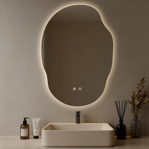 WallBeyond LED mirror front view showing even lighting and clean reflection benefit