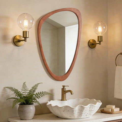 WallBeyond mirror next to tabletop items illustrating 30 by 19 inch scale and fit