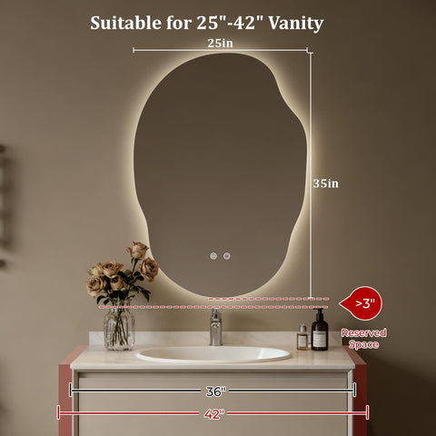 WallBeyond mirror mounted vertically above sink showing versatile orientation benefit