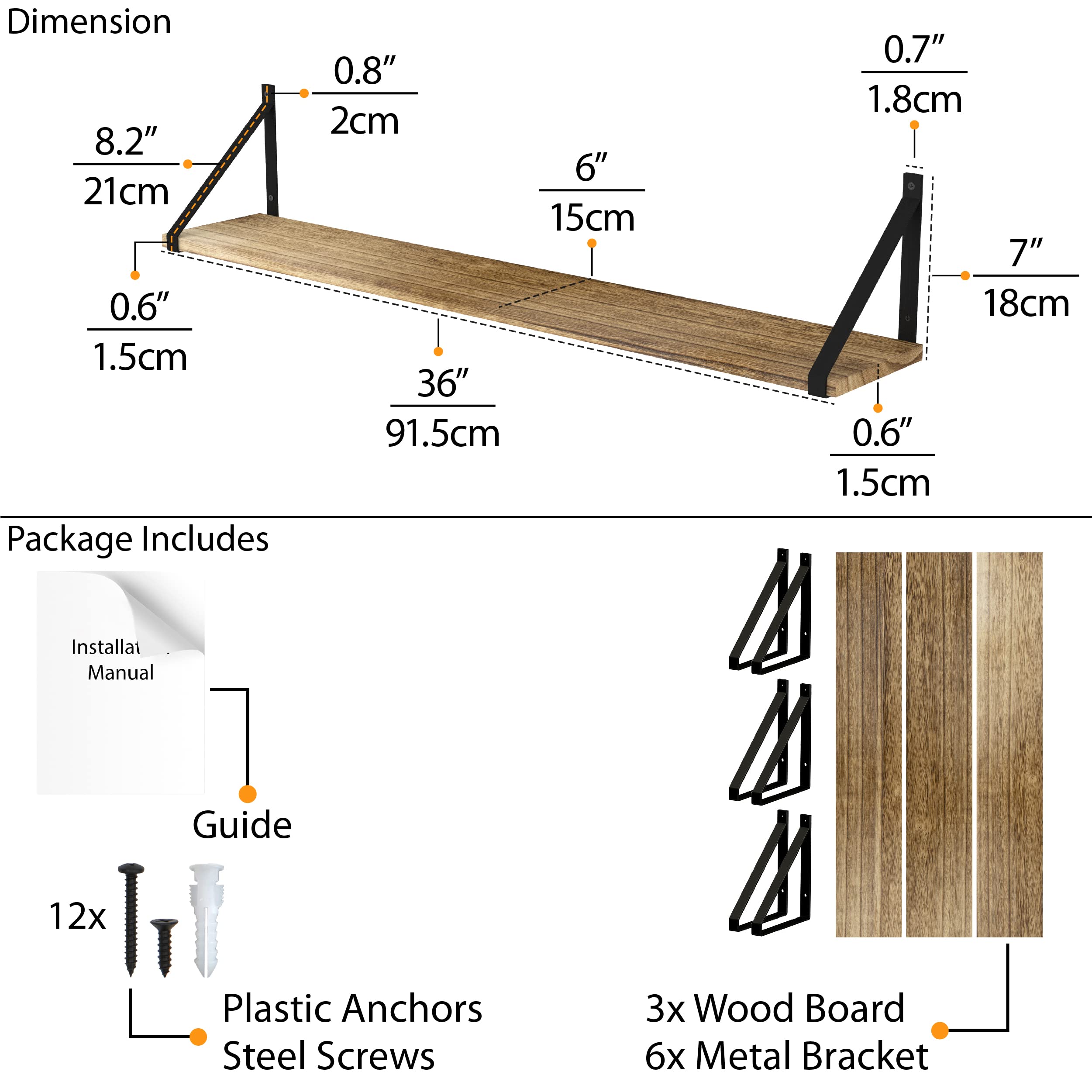 Wallniture Bora side profile showing 0.6 inch thickness, provides slim floating look