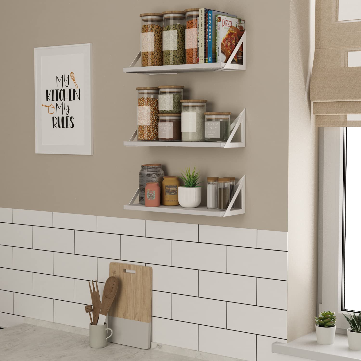 Wallniture styled bathroom display showing arranged toiletries and decorative appeal