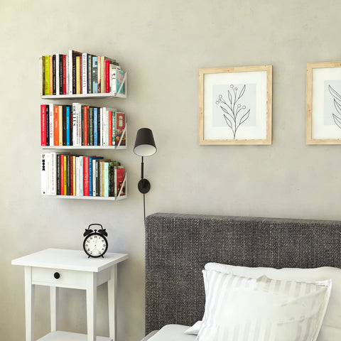 Wallniture close-up of white metal bracket showing secure mounting and sturdy support