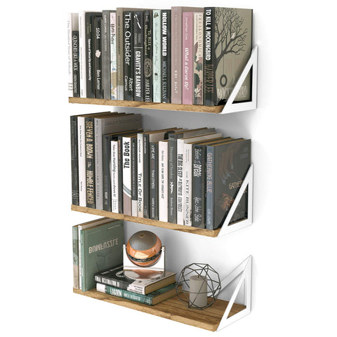 Wallniture front view burned finish shelf showing rustic style and storage benefit