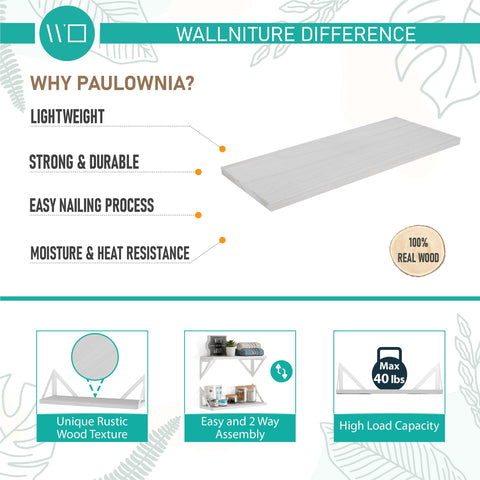 Wallniture scale comparison with a book showing shelf depth and usable display space