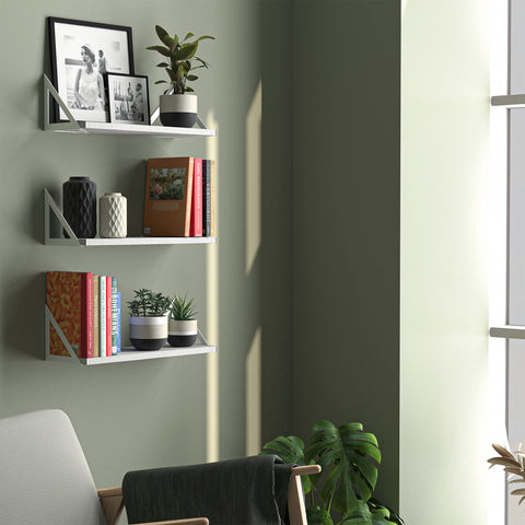 Wallniture shelf surface texture showing washed white finish and easy-to-clean surface