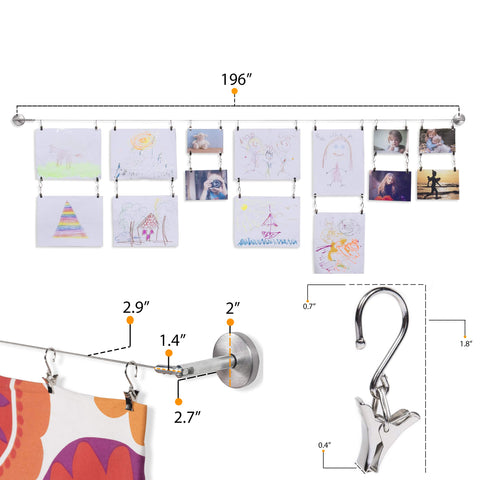 Wallniture cable beside ruler showing expandable 196 inch scale