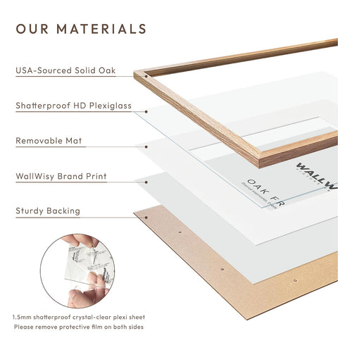 wallwisy frame on mantel lifestyle showing how oak complements home decor benefit