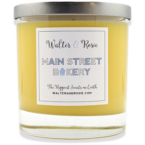 Walter & Rosie front view of jar candle showing label and clean design benefit