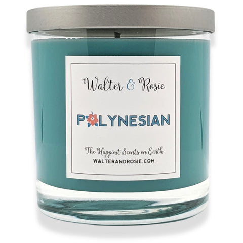 Walter & Rosie front jar view showing tropical label and inviting glow