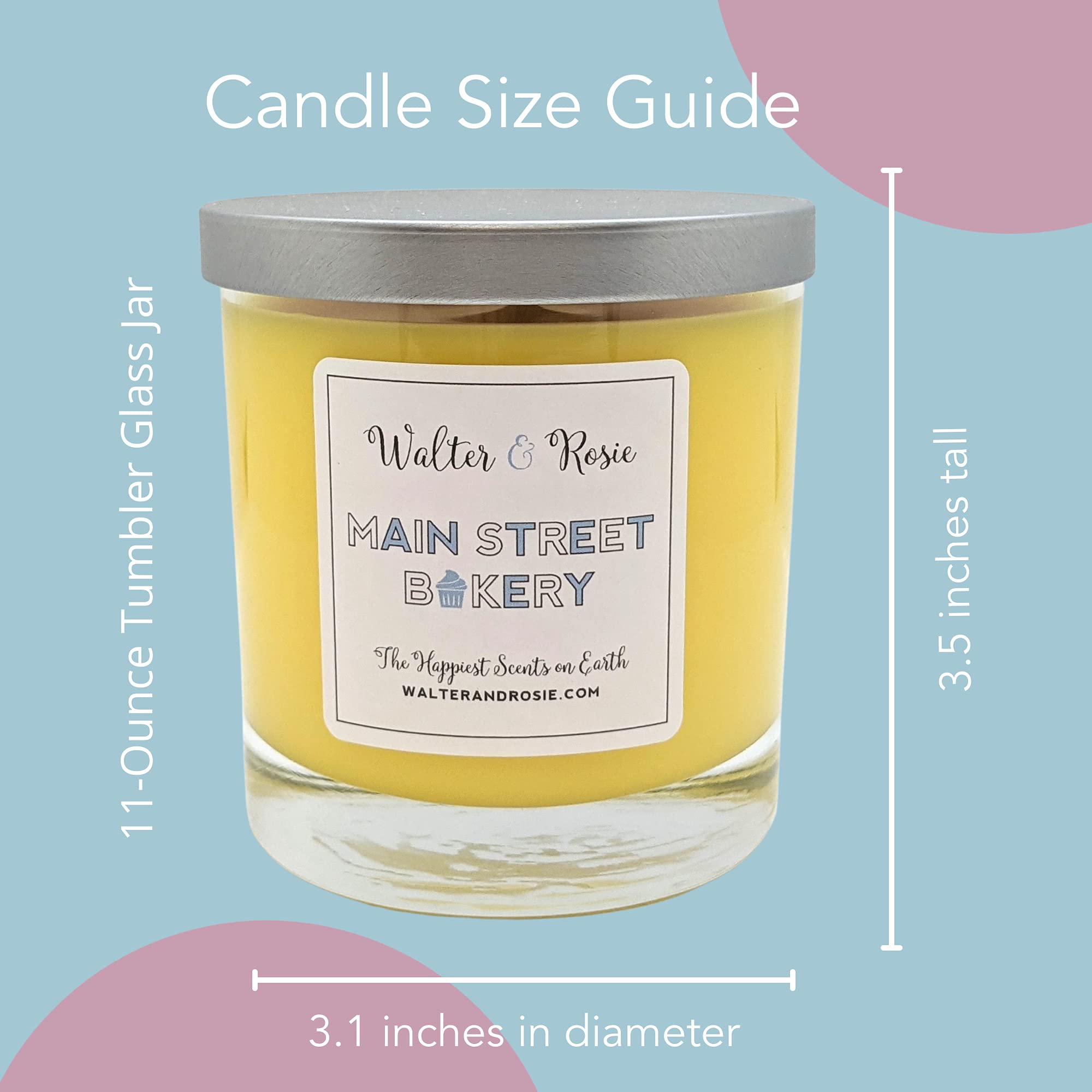 Walter & Rosie candle held in hand to show 11oz size and portability