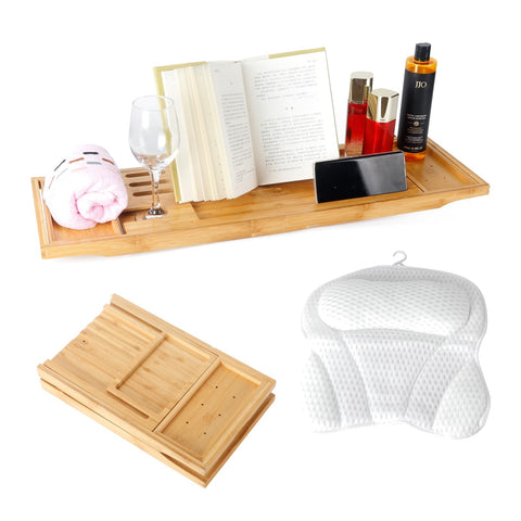 WALTERT W bamboo tray front view showing organized bath convenience