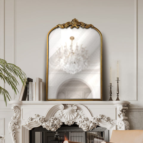 WAMIRRO mirror in entryway styled to enlarge space and complement furniture