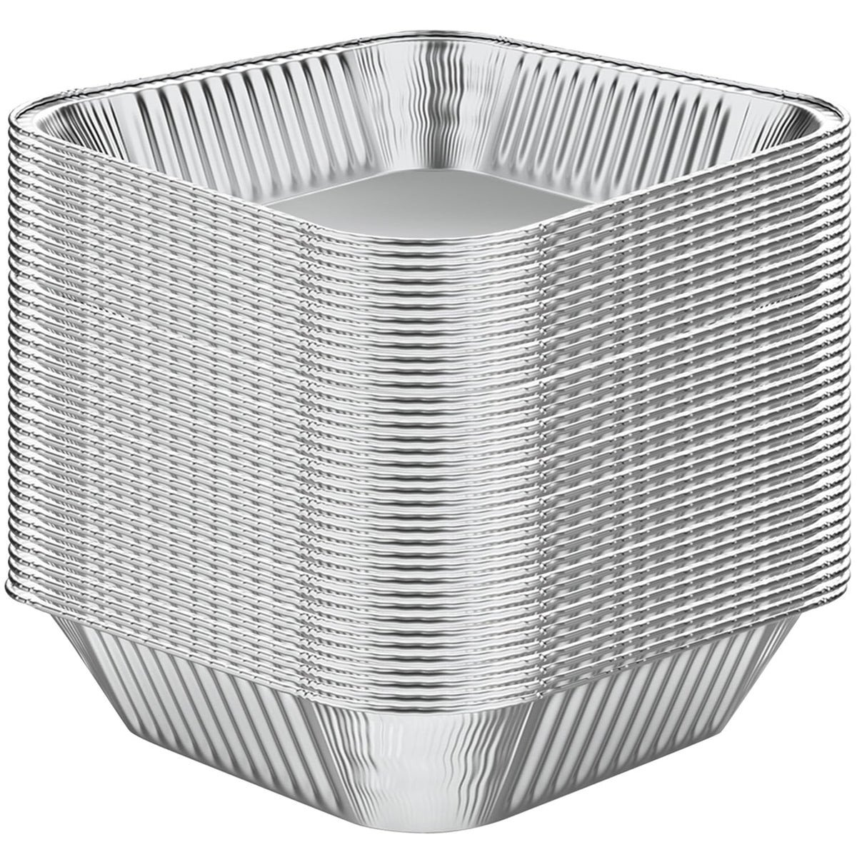 WANBAO front view of 50-pack square foil pans showing quantity and brand benefit