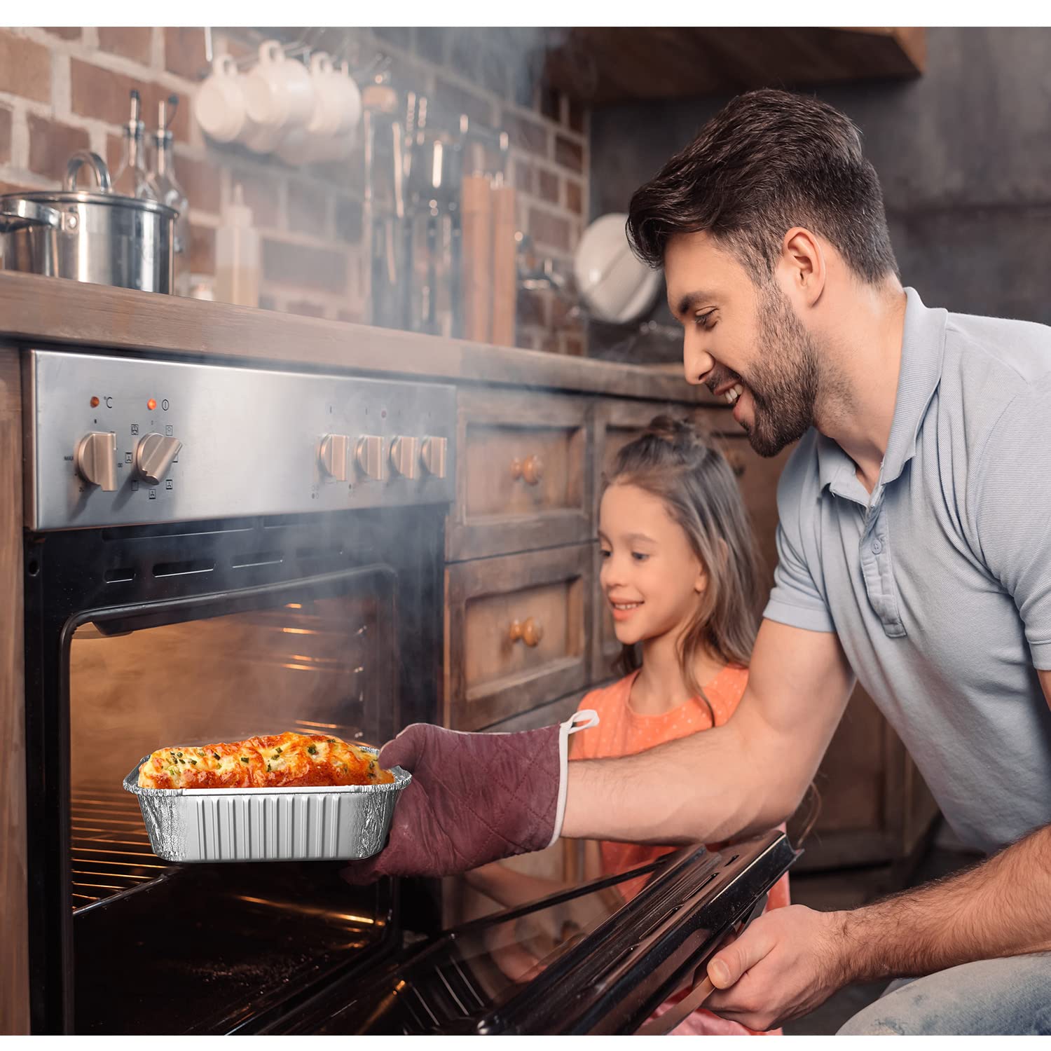 WANBAO pan inside oven showing heat durability and consistent results