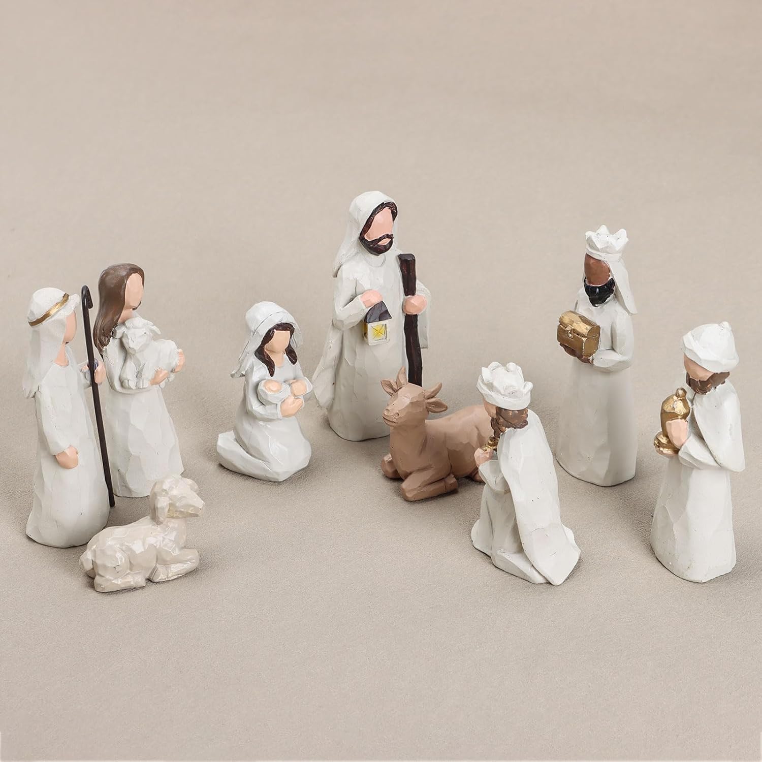 WANCHIY entire nativity scene on mantel showing tranquil holiday focal point