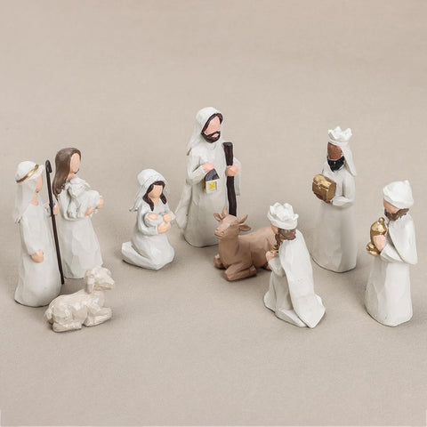WANCHIY entire nativity scene on mantel showing tranquil holiday focal point