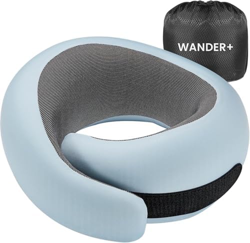 WANDER+ front view of sky blue pillow showing shape and easy grab benefit