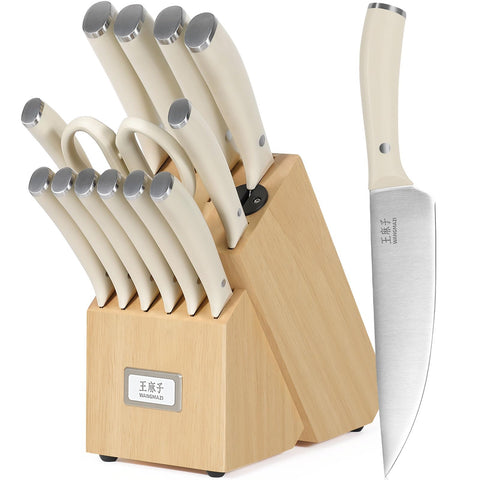 WANGMAZI front view showing full knife block set, organized and ready
