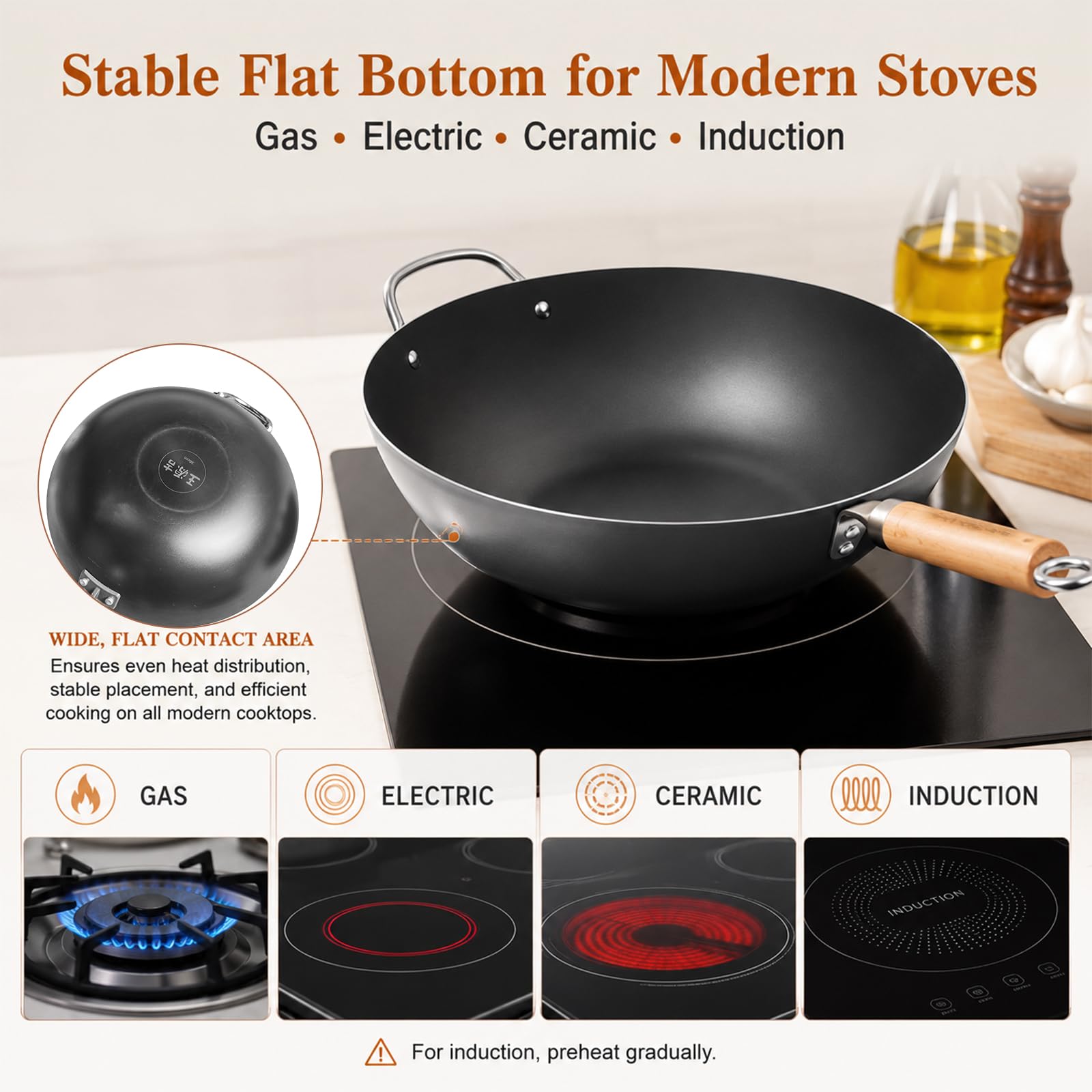WANGYUANJI detachable wooden handle image showing cool-touch safety
