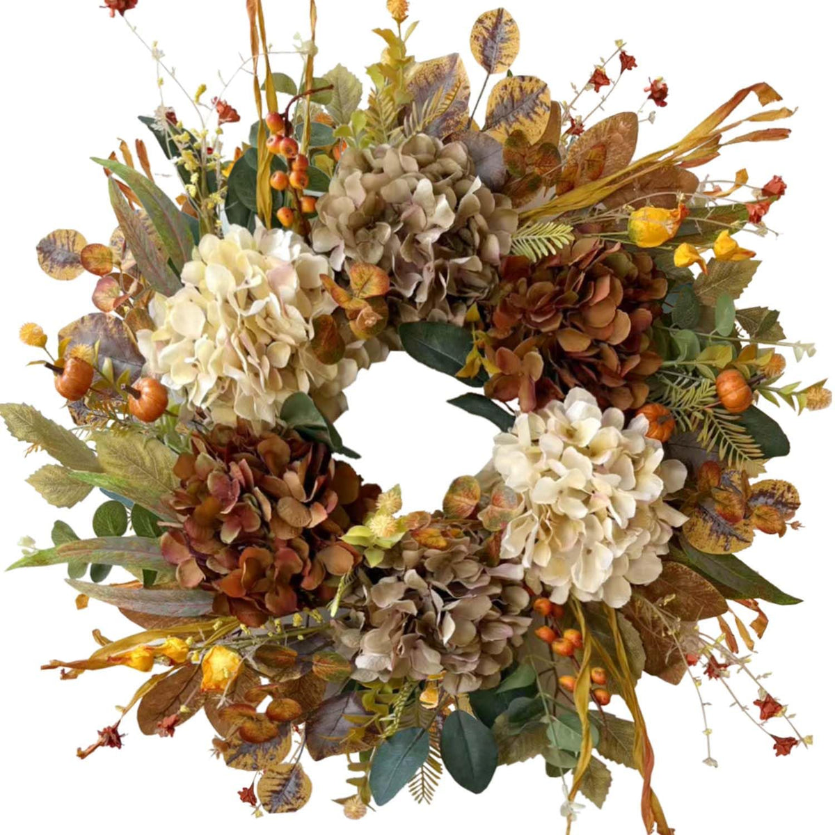 WANNA-CUL front door wreath displaying farmhouse autumn welcome