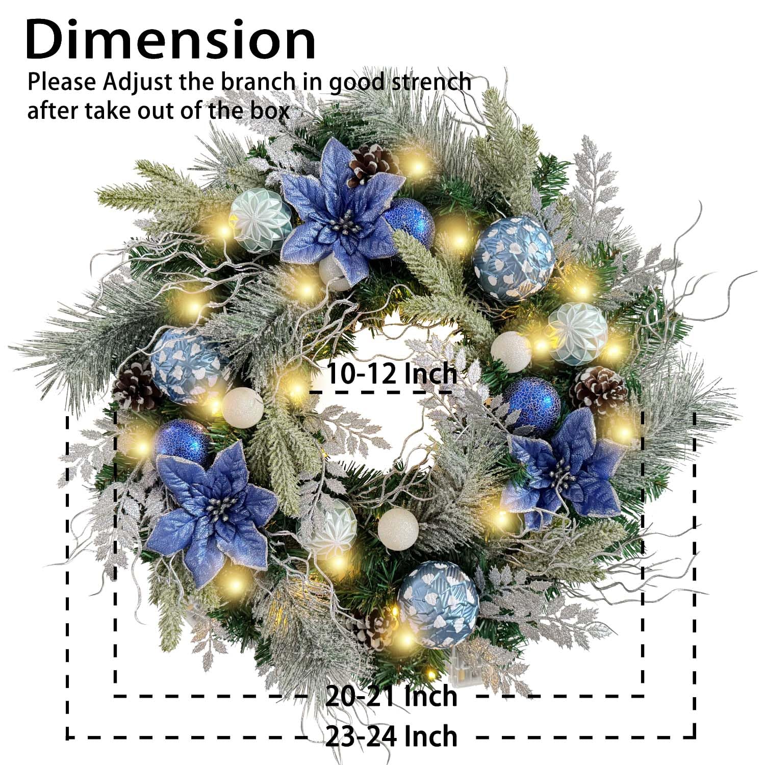 WANNA-CUL side profile showing full, dense 24-inch wreath silhouette