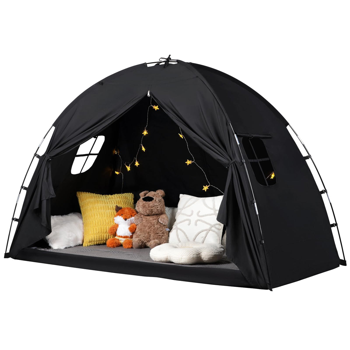 WANRU front view of twin bed tent showing full canopy and doors for privacy