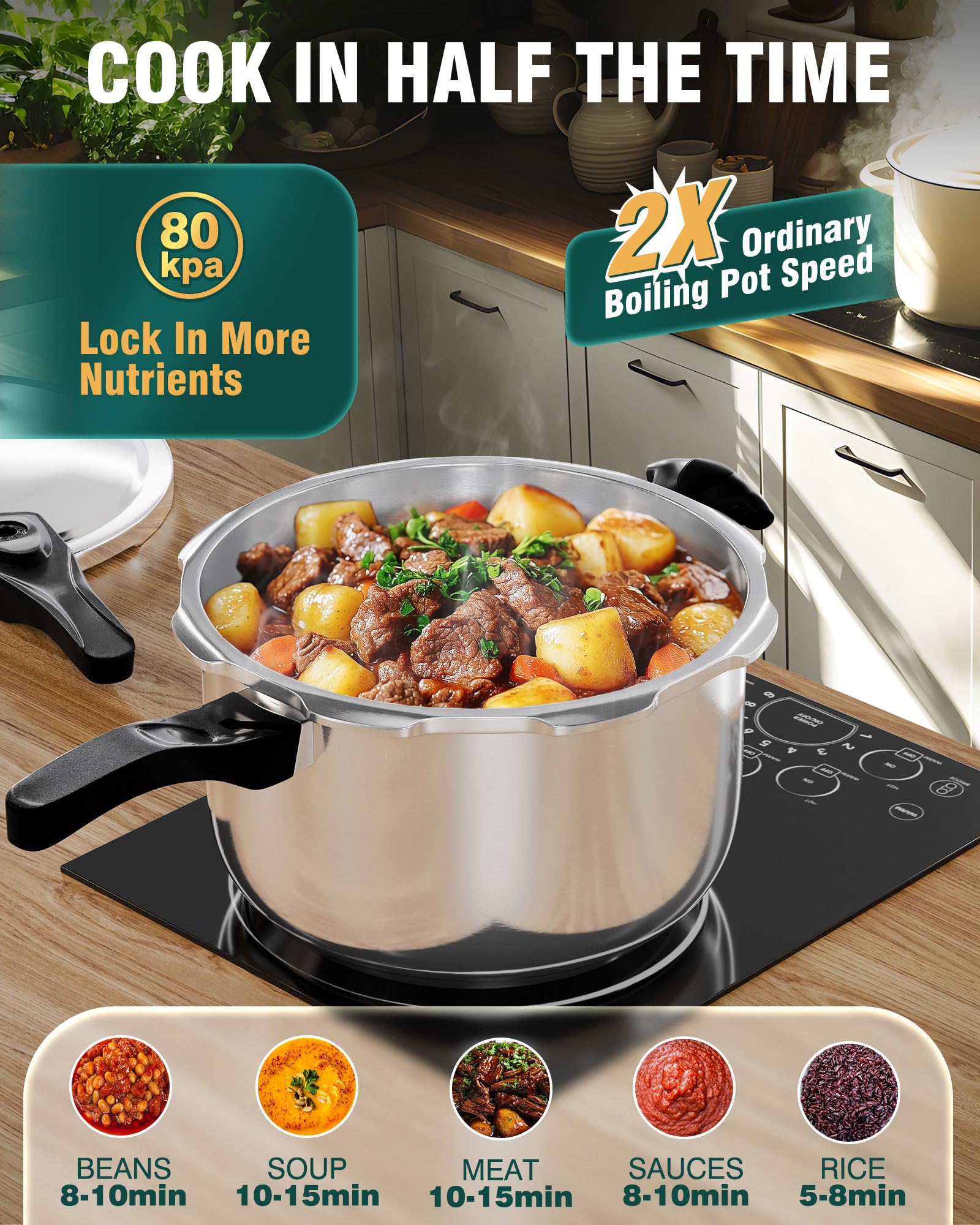 WantJoin pressure cooker on gas stove with steam, speeds up family meals