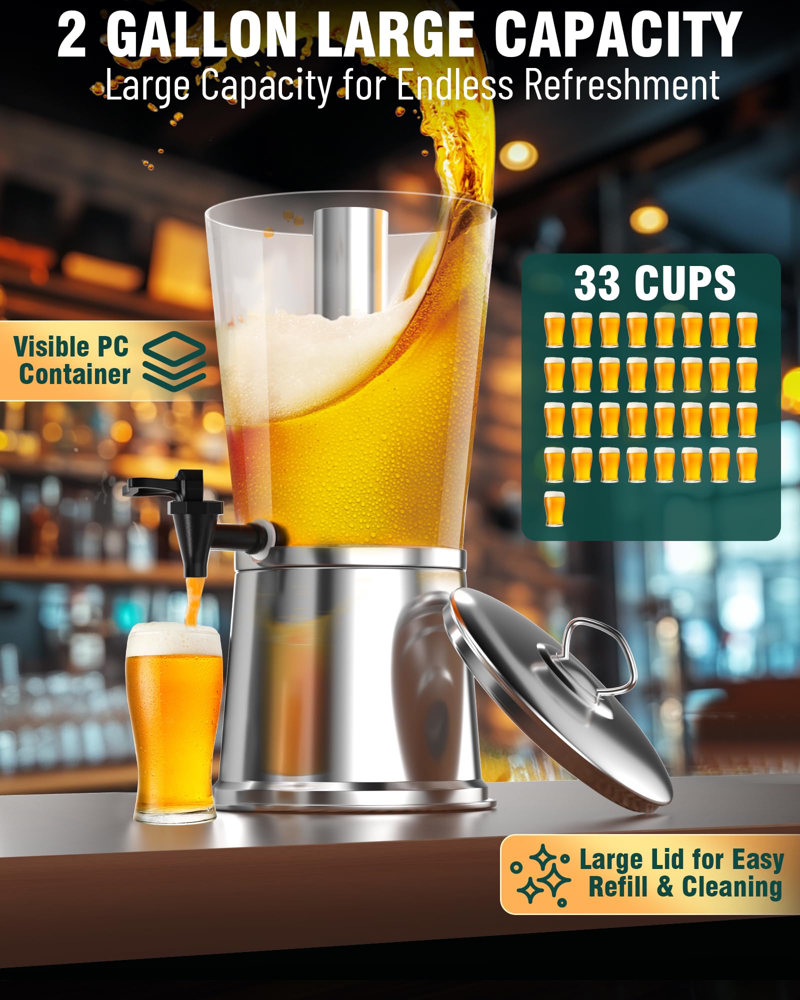 WantJoin side capacity markings emphasize large 2-gallon serving benefit