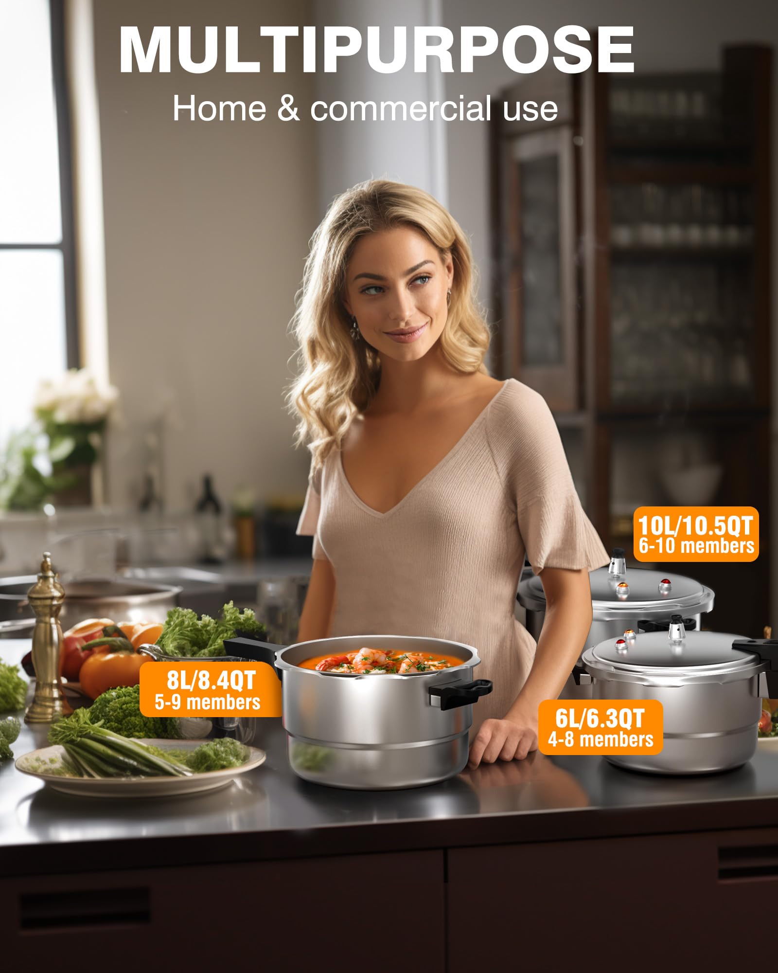 WantJoin beside common kitchen items showing 11qt scale and large-capacity benefit