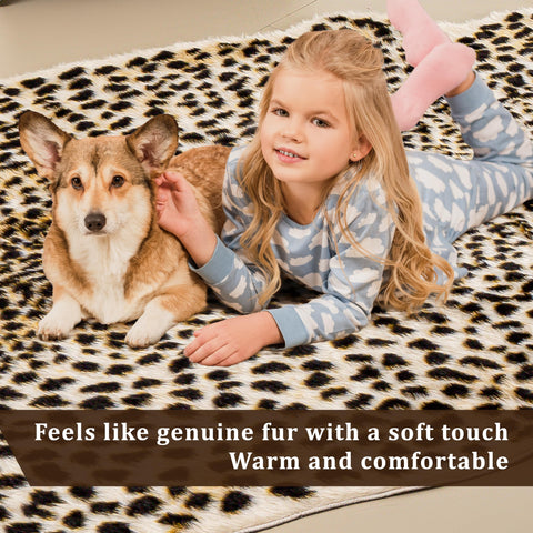 WARM HAVEN cheetah rug with furniture for size and scale reference