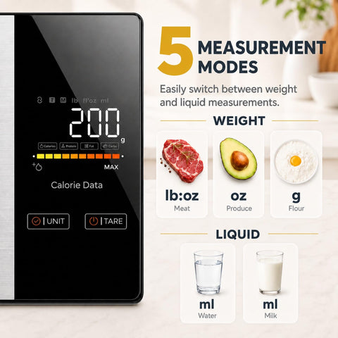 WARMKEY lifestyle kitchen setup with scale in use for daily meal prep convenience