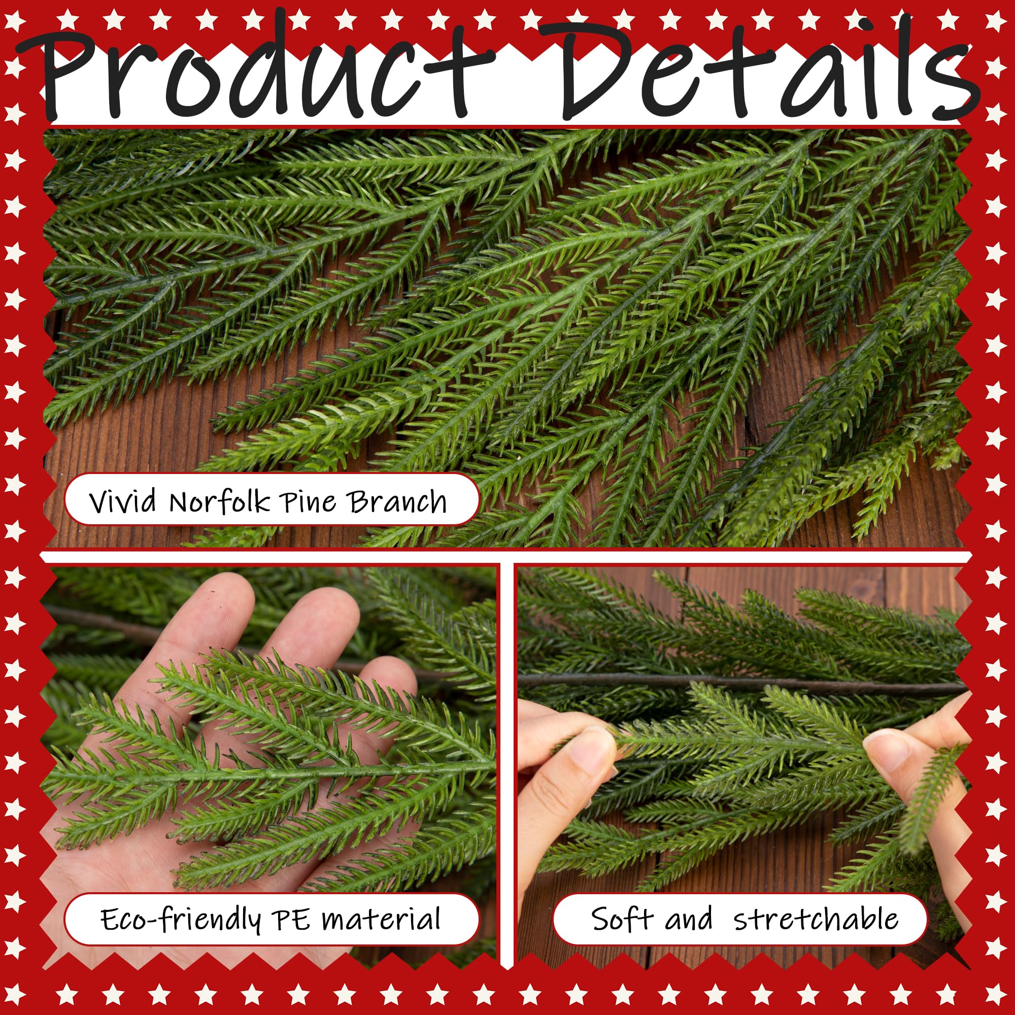 Watayo wired-core detail of garland showing flexible stems for shaping and securing