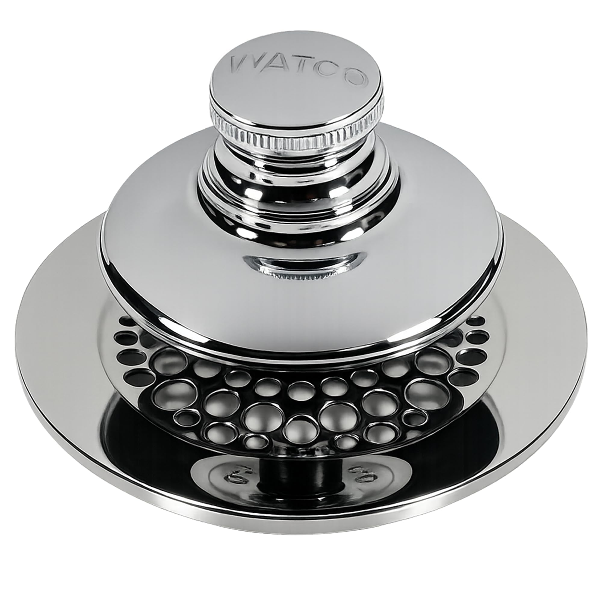 Watco Universal NuFit front view showing stopper and chrome finish for polished look