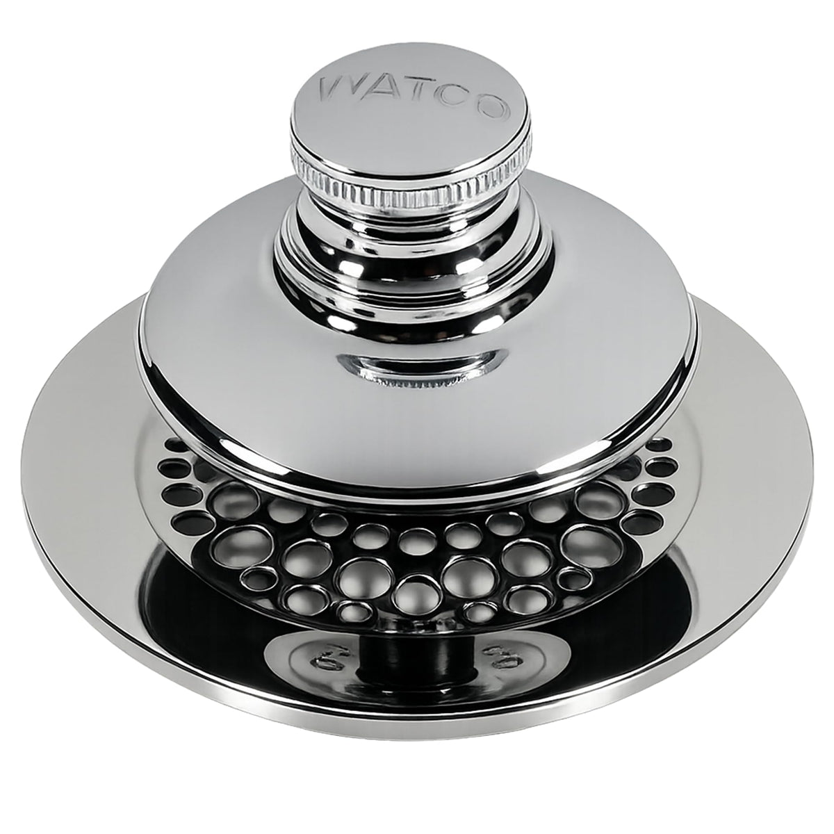 Watco Universal NuFit front view showing stopper and chrome finish for polished look