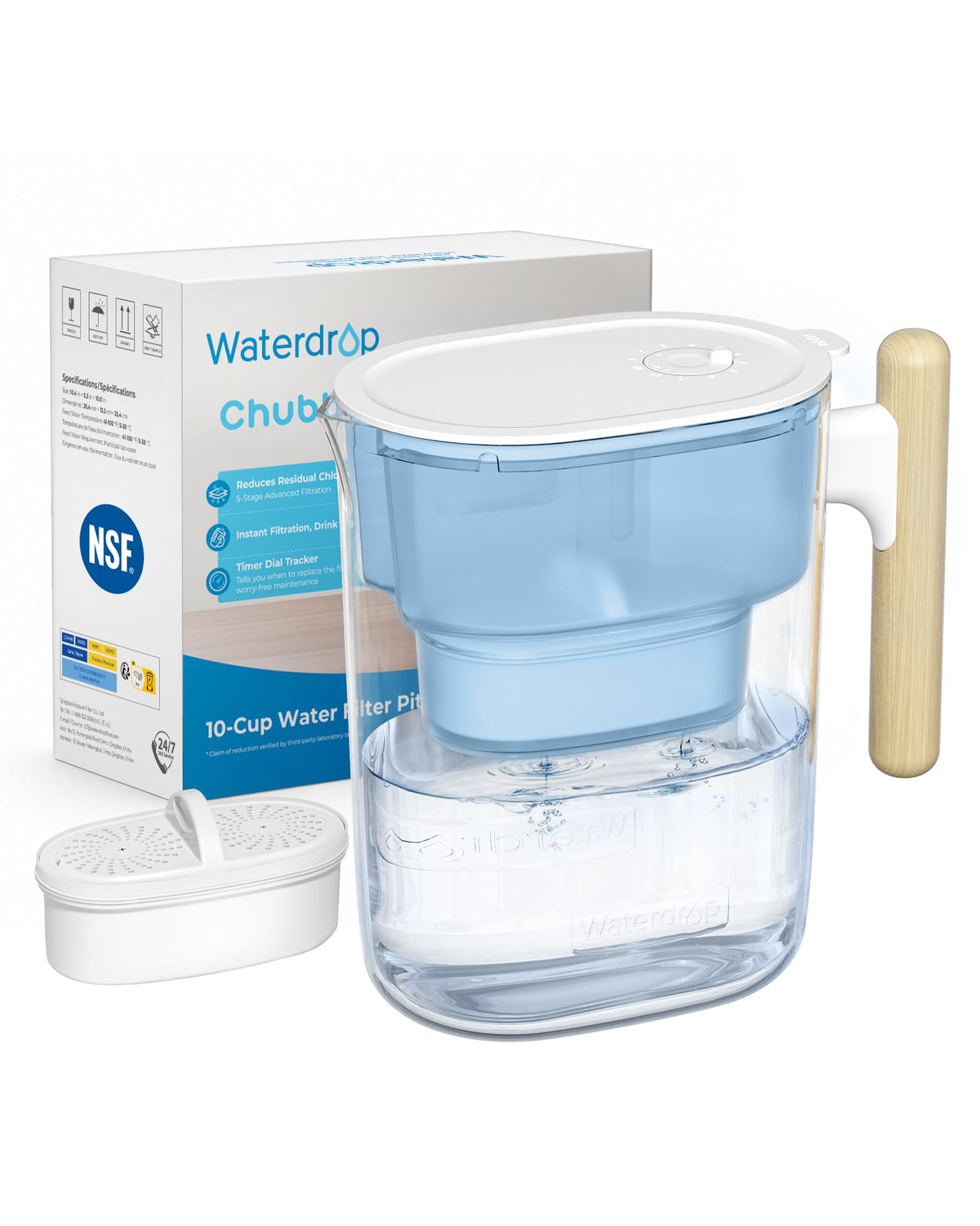 Waterdrop PT-04B front view blue showing clean design and capacity benefit