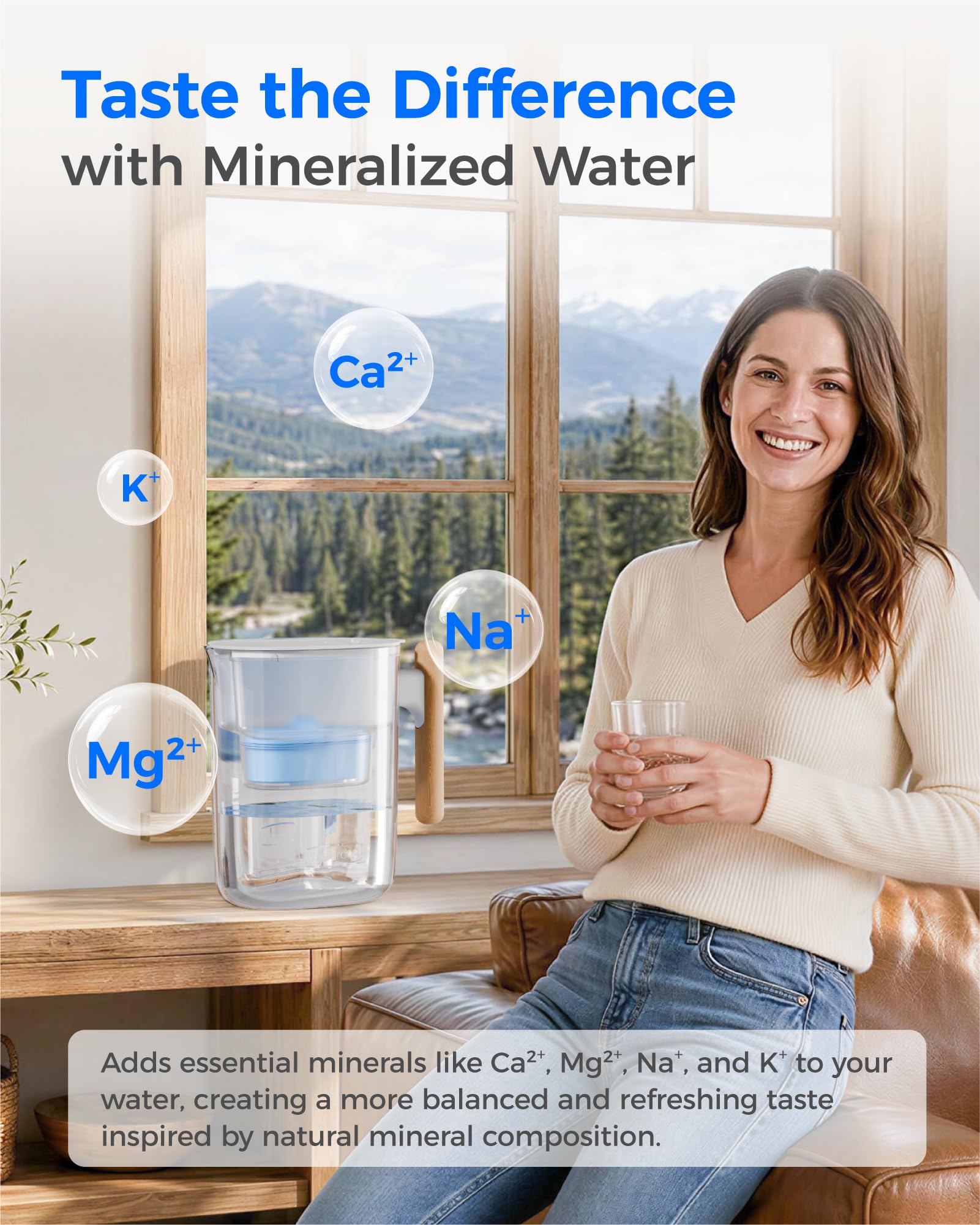 Waterdrop pouring glass of water showing smooth flow and easy serving benefit