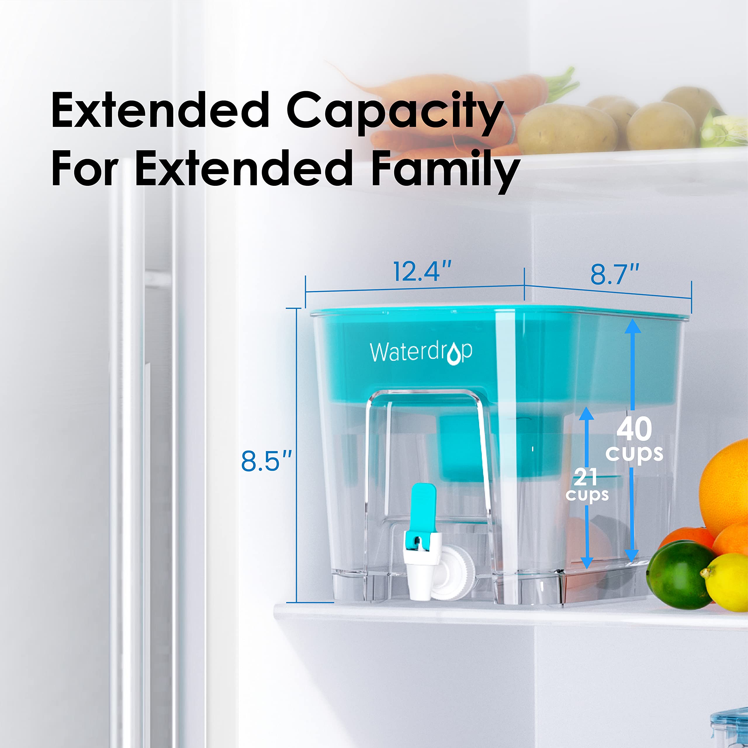Waterdrop WFD-22B inside refrigerator to show compact fit and space-saving benefit